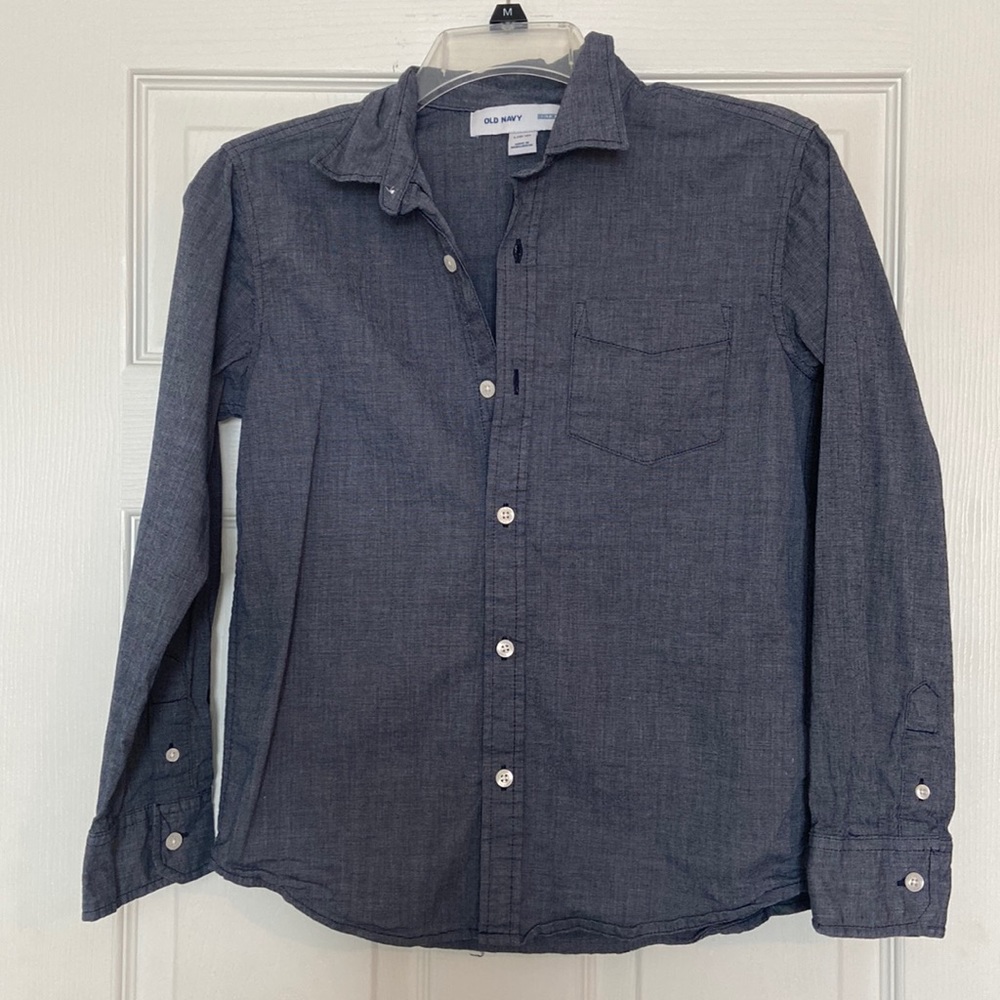 Boys Old Navy Button Up Long Sleeve Shirt-Size L (10-12)
